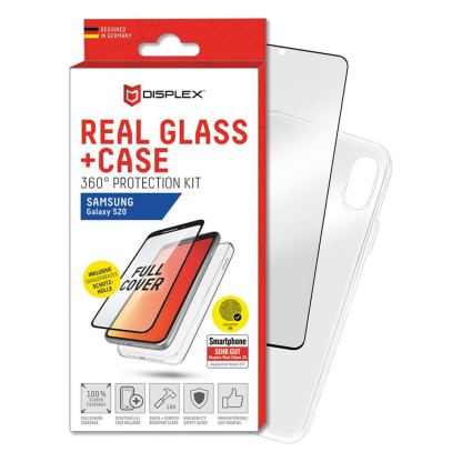 Displex Real Glass 10H Protector 3D Full Cover FPS wtih TPU Case - силиконов калъф и калено стъклено защитно покритие за дисплея на Samsung Galaxy S20, Galaxy S20 5G