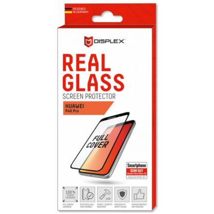 Displex Real Glass 10H Protector 3D Full Cover - калено стъклено защитно покритие за дисплея на Huawei P40 Pro, P40 Pro Plus (черен-прозрачен)