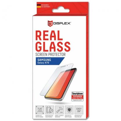 Displex Real Glass 10H Protector 2D - калено стъклено защитно покритие за дисплея на Samsung Galaxy A70 (прозрачен)