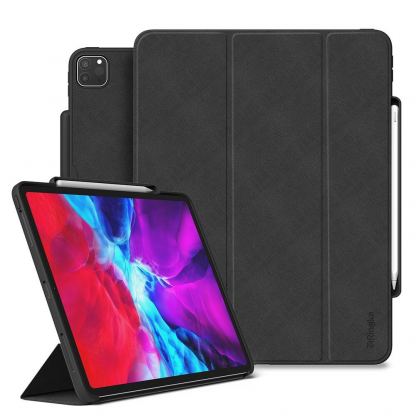 Ringke Smart Case - полиуретанов калъф с поставка и отделение за Apple Pencil 2 за iPad Pro 11 (2020) (черен)
