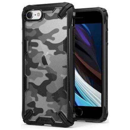 Ringke Fusion X Case - хибриден удароустойчив кейс за iPhone SE (2020), iPhone 8, iPhone 7 (черен-камуфлаж)
