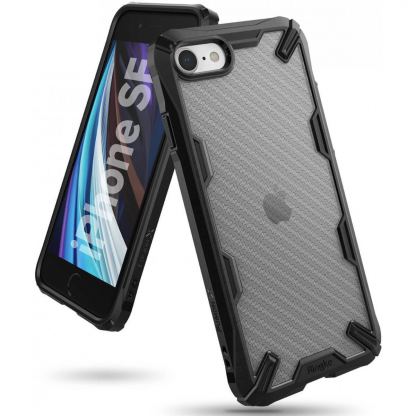 Ringke Fusion X Case - хибриден удароустойчив кейс за iPhone SE (2020), iPhone 8, iPhone 7 (черен-карбон)