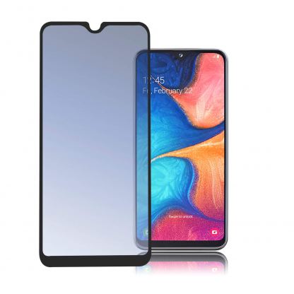 4smarts Second Glass 2.5D Colour Frame - калено стъклено защитно покритие с извити ръбове за целия дисплей на Samsung Galaxy A20e (черен-прозрачен)