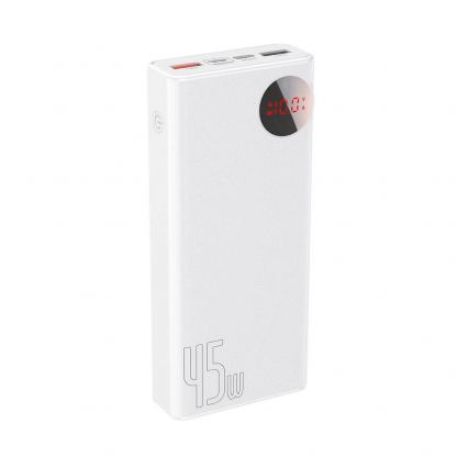 Baseus Mulight Power Bank with Digital Display Quick Charge 45W (PPMY-A01) - външна батерия 20000 mAh с 2xUSB-A и USB-C изходи за зареждане на смартфони и таблети (бял)