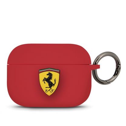 Ferrari Airpods Pro Silicone Case - силиконов калъф с карабинер за Apple Airpods Pro (червен)