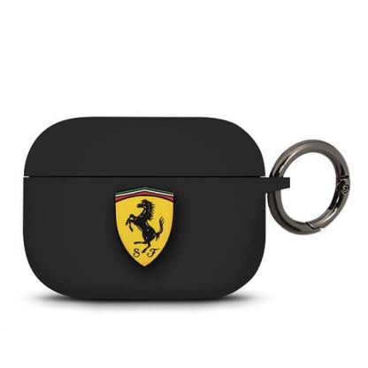 Ferrari Airpods Pro Silicone Case - силиконов калъф с карабинер за Apple Airpods Pro (черен)