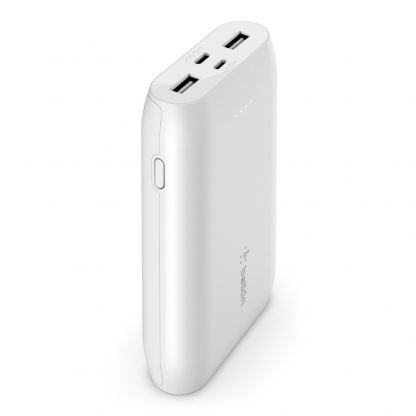 Belkin Power Bank Boost Charge 10000mAh - външна батерия 10000 mAh с 2xUSB-A и USB-C изходи за зареждане на смартфони и таблети (бял)