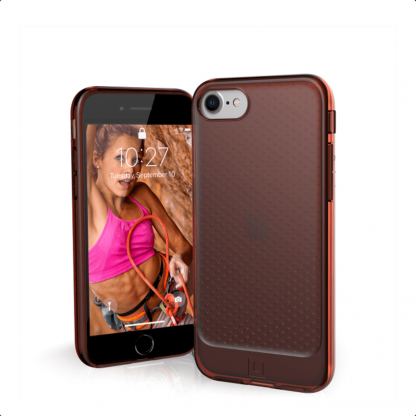 Urban Armor Gear Lucent Case - удароустойчив силиконов калъф за iPhone SE (2020), iPhone 8, iPhone 7 (оранжев-прозрачен) 