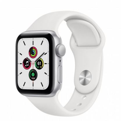 Apple Watch SE GPS, 40mm Silver Aluminium Case with White Sport Band - умен часовник от Apple 