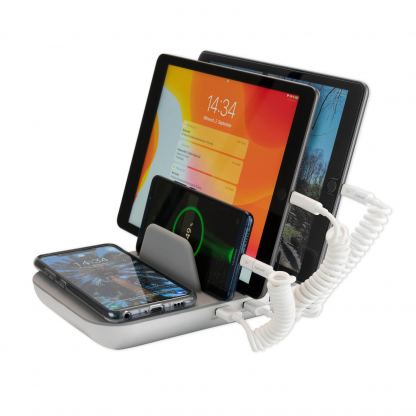 4smarts Inductive Charger Family Pro 50W and 3 Charging Cables - док станция с безжично зареждане, 3xUSB и 1xUSB-C изходи и три кабела за зареждане на мобилни устройства