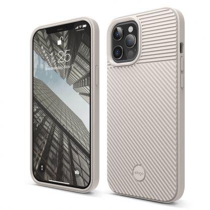 Elago Cushion Case - удароустойчив силиконов (TPU) калъф за iPhone 12 Pro Max (бежов)