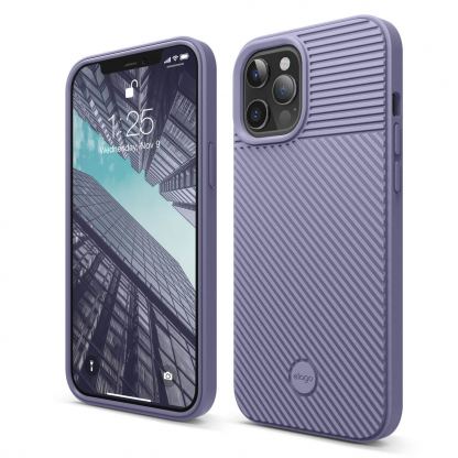 Elago Cushion Case - удароустойчив силиконов (TPU) калъф за iPhone 12 Pro Max (лилав)