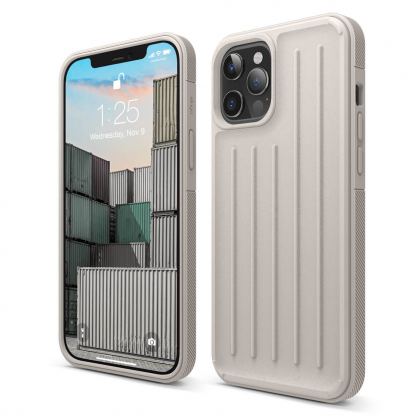 Elago Armor Case - удароустойчив силиконов (TPU) калъф за iPhone 12 Pro Max (бежов)
