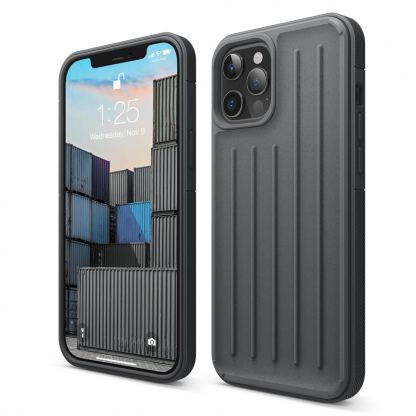 Elago Armor Case - удароустойчив силиконов (TPU) калъф за iPhone 12 Pro Max (сив)