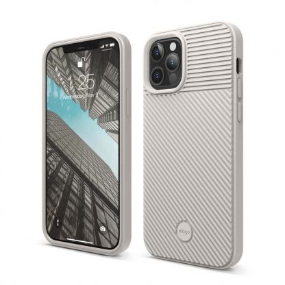 Elago Cushion Case - удароустойчив силиконов (TPU) калъф за iPhone 12, iPhone 12 Pro (бежов)