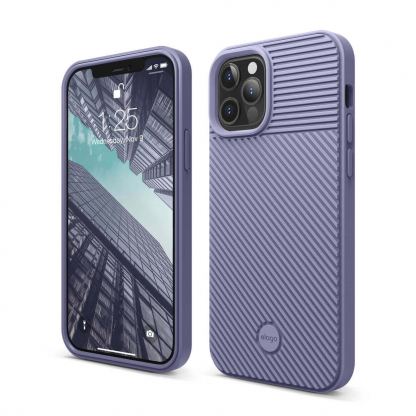 Elago Cushion Case - удароустойчив силиконов (TPU) калъф за iPhone 12, iPhone 12 Pro (лилав)