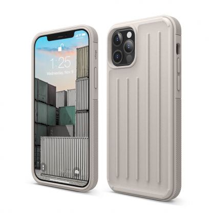 Elago Armor Case - удароустойчив силиконов (TPU) калъф за iPhone 12, iPhone 12 Pro (бежов)