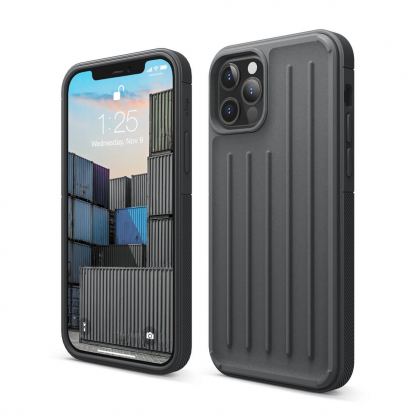Elago Armor Case - удароустойчив силиконов (TPU) калъф за iPhone 12, iPhone 12 Pro (сив)