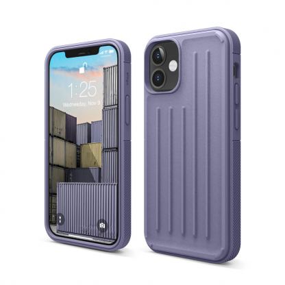 Elago Armor Case - удароустойчив силиконов (TPU) калъф за iPhone 12 mini (лилав)