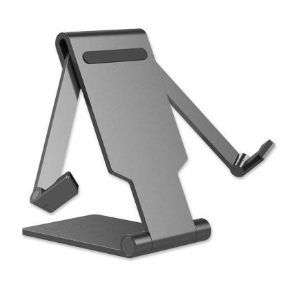 4smarts Universal Desk Stand FOLD for Smartphones and Tablets - сгъваема алуминиева поставка за смартфони и таблети до 13 инча (сив)