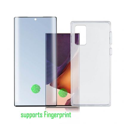 4smarts 360° Premium Protection Set UltraSonix - тънък силиконов кейс и стъклено защитно покритие за дисплея на Samusg Galaxy Note 20 Ultra (прозрачен)