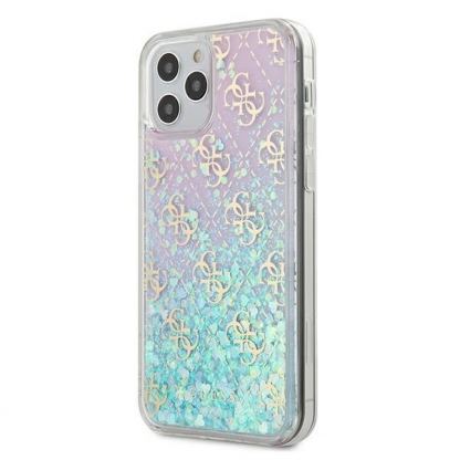 Guess Liquid Glitter Gradient Case - дизайнерски кейс с висока защита за iPhone 12 Pro Max (розов)