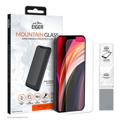 Eiger Mountain Glass Tempered Glass Screen Protector - калено стъклено защитно покритие за дисплея на iPhone 12, iPhone 12 Pro (прозрачен)