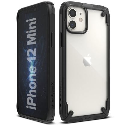 Ringke Fusion X Case - хибриден удароустойчив кейс за iPhone 12 mini (черен)