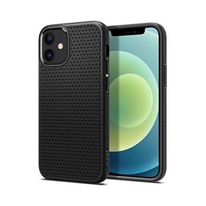 Spigen Liquid Air Case - силиконов (TPU) калъф с висока степен на защита за iPhone 12 mini (черен)