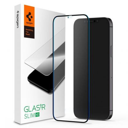 Spigen Glass.Tr Slim Full Cover Tempered Glass - калено стъклено защитно покритие за дисплея на iPhone 12, iPhone 12 Pro (черен-прозрачен)