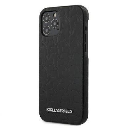 Karl Lagerfeld Kameo Leather Hard Case - кожен кейс за iPhone 12, iPhone 12 Pro (черен)