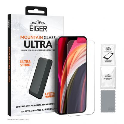 Eiger Mountain Glass Ultra Tempered Glass Screen Protector - калено стъклено защитно покритие за дисплея на iPhone 12 Pro Max (прозрачен)