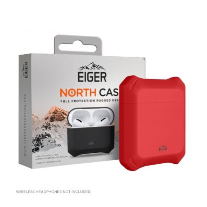 Eiger North AirPods Protective Case - удароустойчив силиконов калъф за Apple Airpods и Apple Airpods 2 (червен)