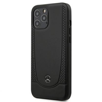 Mercedes Genuine Leather Urban Line Hard Case - дизайнерски кожен (естествена кожа) кейс за iPhone 12 Pro Max (черен)