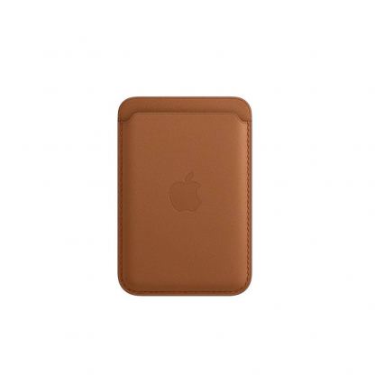 Apple iPhone Leather Wallet with MagSafe - оригинален кожен портфей (джоб) за прикрепване към iPhone 12, iPhone 12 Pro, iPhone 12 Pro Max, iPhone 12 (кафяв)
