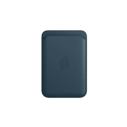 Apple iPhone Leather Wallet with MagSafe - оригинален кожен портфей (джоб) за прикрепване към iPhone 12, iPhone 12 Pro, iPhone 12 Pro Max, iPhone 12 (син)
