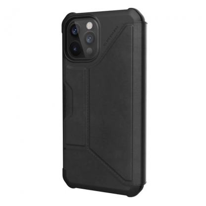 Urban Armor Gear Metropolis Supple Italian Leather (LTHR) - удароустойчив хибриден кейс тип портфейл за iPhone 12 Pro Max (черен)