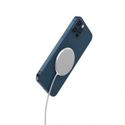 4smarts Wireless Charger UltiMAG 15W with USB-C Cable 1.2m - поставка (пад) за безжично зареждане за iPhone с Magsafe и устройства поддържащи безжично зареждане (бял)