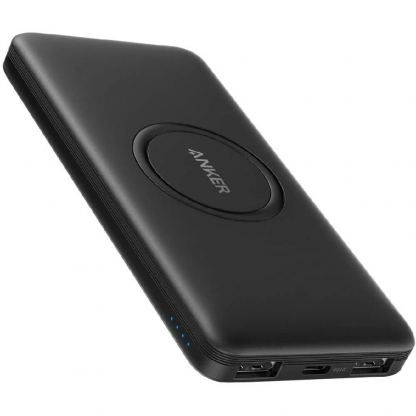 Anker PowerCore 10000 mAh Hybrid Wireless Portable Charger - безжична преносима външна батерия с USB-C вход и два USB-A изхода (черен)