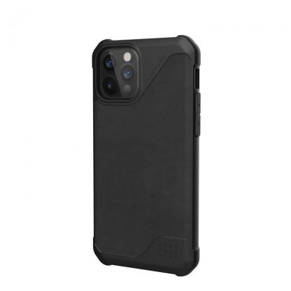 Urban Armor Gear Metropolis LT Supple Italian Leather (LTHR) - удароустойчив хибриден (естествена кожа и TPU) кейс за iPhone 12, iPhone 12 Pro (черен)