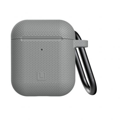 Urban Armor Gear Soft Touch U Silicone Case - удароустойчив силиконов калъф с карабинер за Apple Airpods и Apple Airpods 2 (сив)