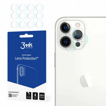 3MK Lens Protection Hybrid Glass Set - предпазни стъклени защитни покрития за камерата на Apple iPhone 12 Pro Max (4 броя)