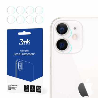 3MK Lens Protection Hybrid Glass Set - предпазни стъклени защитни покрития за камерата на Apple iPhone 12 (4 броя)