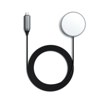 Satechi USB-C Magnetic Wireless Charging Cable - поставка (пад) за безжично зареждане за iPhone с Magsafe (тъмносив)