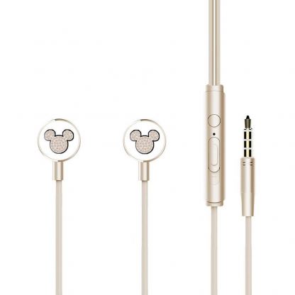 Disney Stereo Earphones 3.5mm Mickey Head Contour - слушалки с микрофон и управление на звука за мобилни устройства (златист)