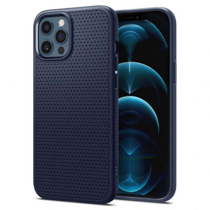 Spigen Liquid Air Case - силиконов (TPU) калъф с висока степен на защита за iPhone 12, iPhone 12 Pro (тъмносин)
