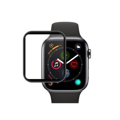 Mocolo 3D Tempered Glass - калено стъклено защитно покритие с извити ръбове за дисплея на Apple Watch 44мм (черен)