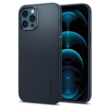 Spigen Thin Fit Case - качествен тънък матиран кейс за iPhone 12 Pro Max (тъмносив)