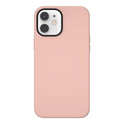 SwitchEasy MagSkin Case - тънък силиконов кейс с вграден магнитен конектор (MagSafe) за iPhone 12 mini (розов)