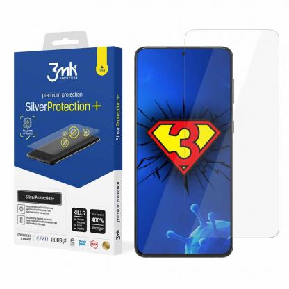3mk Silver Protection+ Screen Protector - антибактериално защитно покритие за дисплея на Samsung Galaxy S21 (прозрачен)